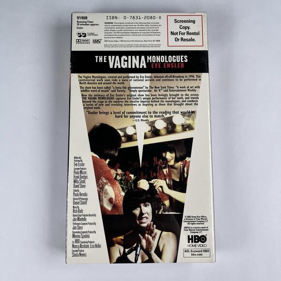 Vagina Monologues Eve Ensler Promo Demo VHS Tape HBO New Factory Sealed Rare - Picture 4 of 5